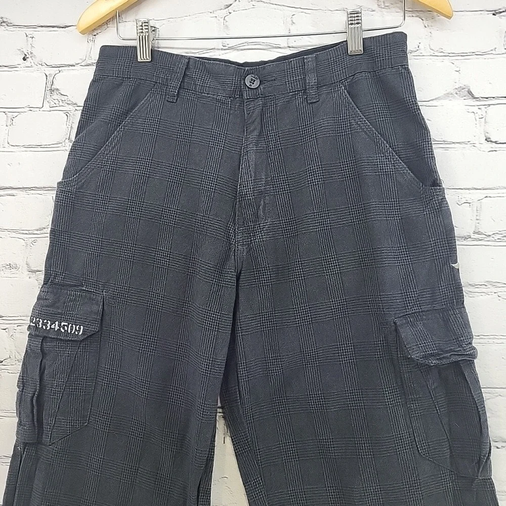 Hurley Cargo Pants‎ Boys Sz 18 Gray Flap Pockets Cuff